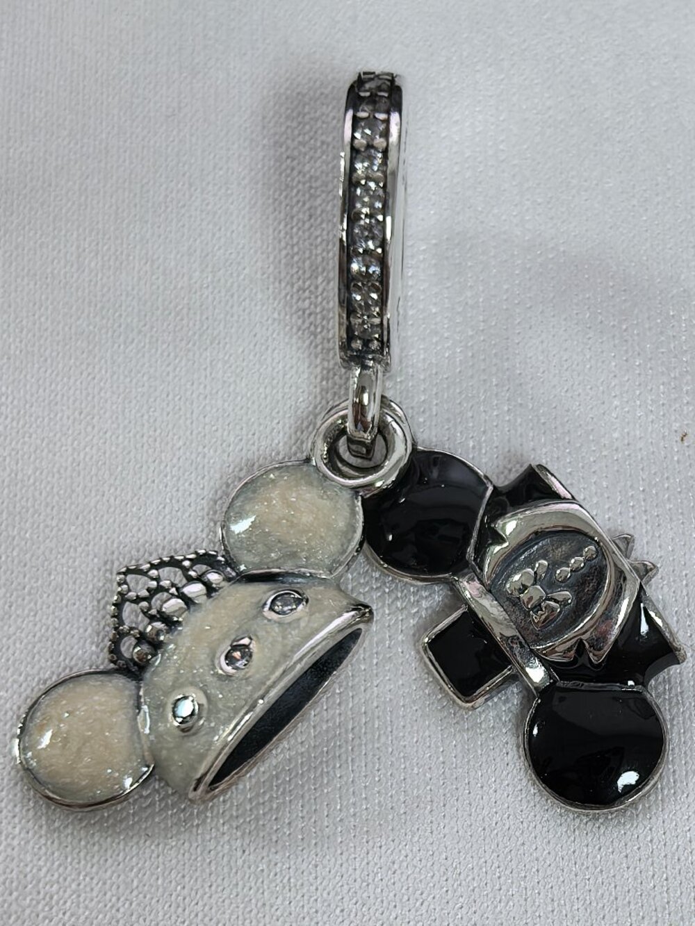 Pandora Disney Parks Mickey Mouse Minnie Mouse Wedding Dangle Charm, S925 Silver